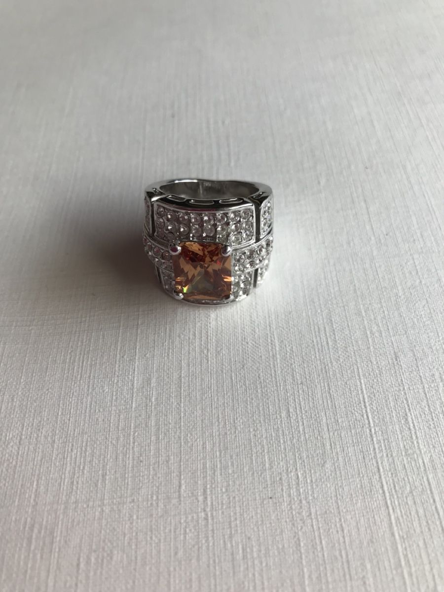 Bague Fleur Camélia CAMILLE LUCIE - Plaque Argent Rhodié, Pierre Bleu Turquoise, Taille 60