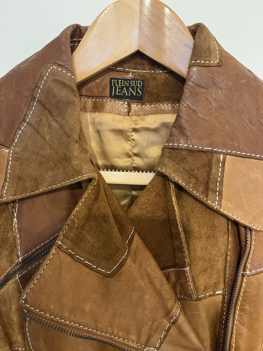 Philipp Plein Giacche: Plein Sud Jeans Lederjacke Patchwork Braun Gr. S – Usato da Zürich venduto da LemonadeZH 2