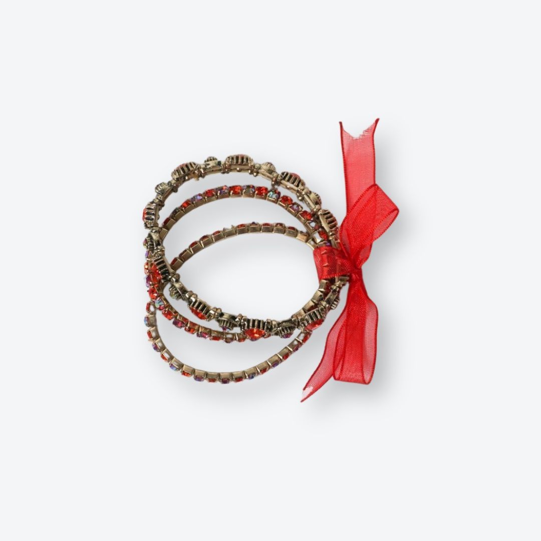 Bracciali & Braccialetti: Armband mit roten Strasssteinen – Usato da Oberkirch LU venduto da petitefashion 1