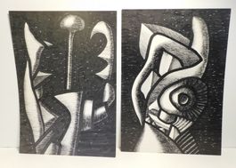 Kunst Graphik 2 x - original v Max von Moos 1974