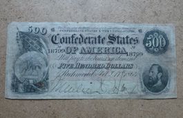 Conf. St. of America ++ 500 Dollars 1864