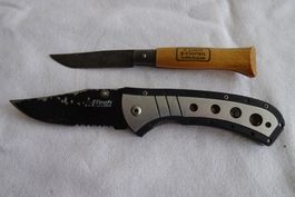 2 Stück Klappmesser, Opinel und Tech USA