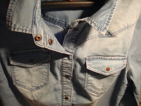Girls Jeanshemd "washed-optik" ONLY, Gr. M/38, Druckknöpfe