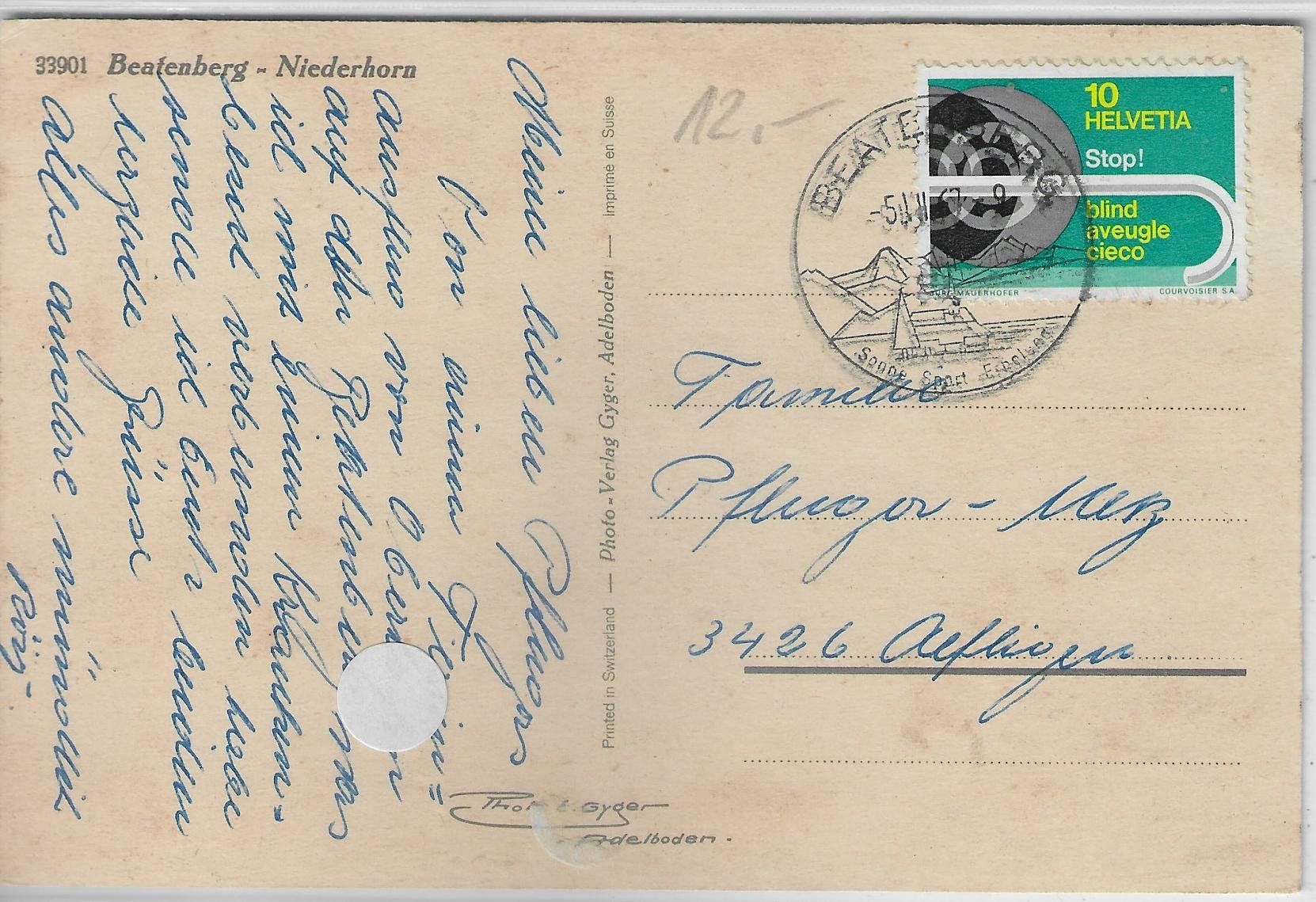 Cartoline postali: Beatenberg-Niederhorn - Drahtseilbahn/Sessellift – Usato da Ettingen venduto da Kartenplanet 1