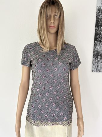 Elegant Embroidered Mesh Blouse