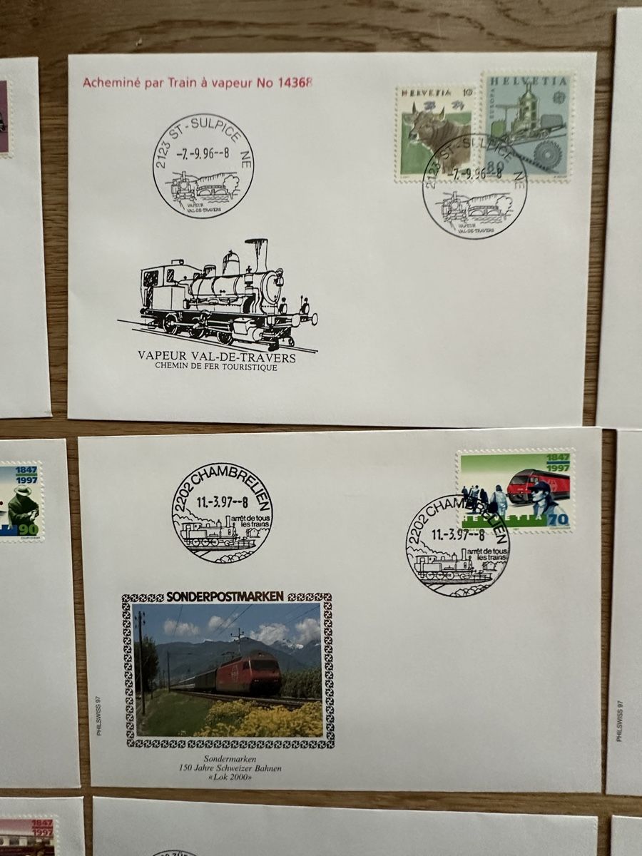 Tutti i francobolli: Schweiz - 12 Sonderbriefe BAHNPOST  – Usato da Schmitten / FR venduto da Samsara169 3