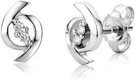 Ohrringe Gold, 9 Karat Weißgold 375, Diamant