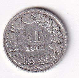 Tutti le monete: 50 Rappen 1901 rar – Usato da Neuchâtel venduto da karlpierrino
