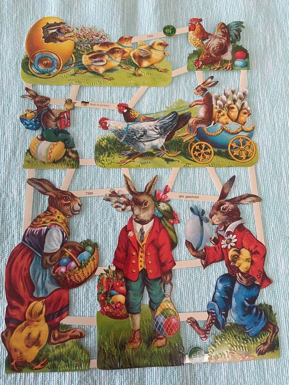 Glanzbilder Osterhasen Deko Ostern Vintagestyle Oblaten | Kaufen auf ...