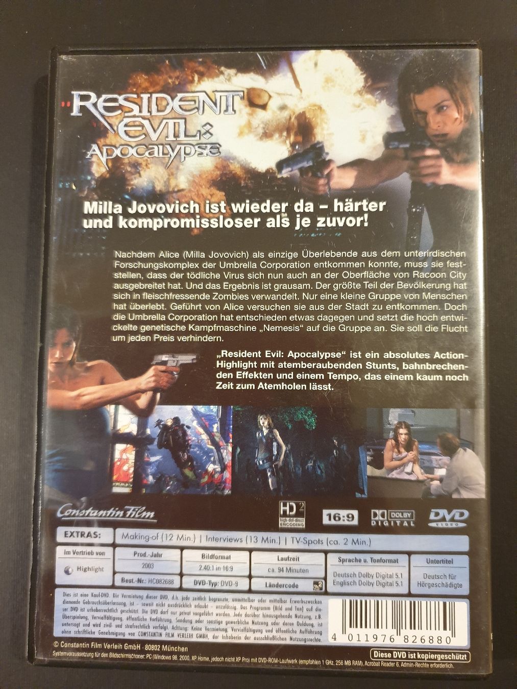 Tutti i DVDs: Resident Evil Apocalypse DVD Extended Version – Usato da Steffisburg venduto da Blue_bj5g 1