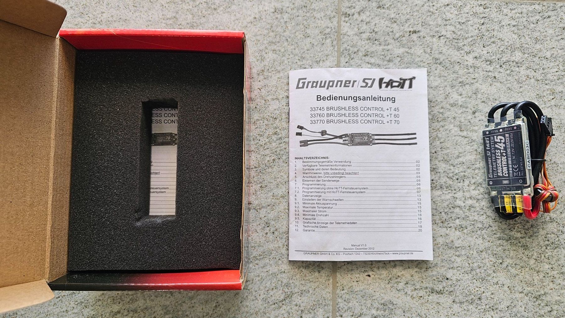 Modellismo RC: Graupner Regler BRUSHLESS CONTROL + T 45 G2 – Nuovo e nell'imballaggio originale da Meilen venduto da tribute44 1