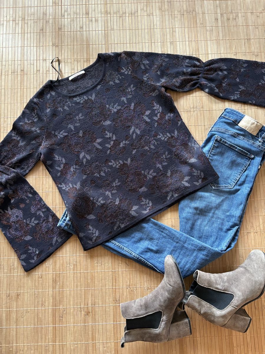 Pullover & Sweatshirts: Camaieu Glitzer Pullover, Gr. S, Blumenmuster – Neu (gemäss Beschreibung) aus Malters von Gisi80 7