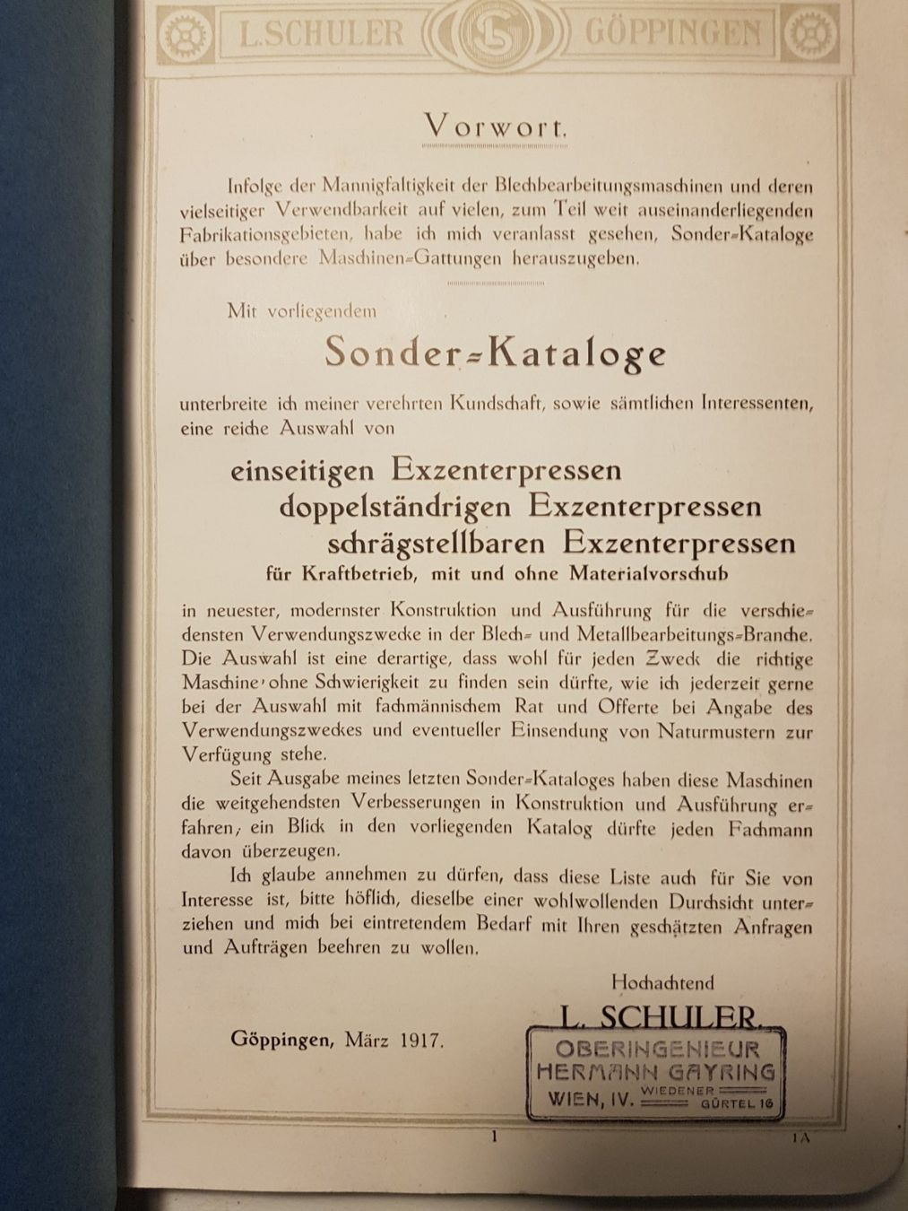 Libri: Katalog Exzenterpressen L. Schuler 1917 – Usato da Lausanne venduto da LasloH 1