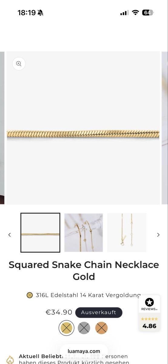 Catenine: Squared Snake Chain Necklace von Luamaya – Nuovo e nell'imballaggio originale da Hittnau venduto da brittli123 1