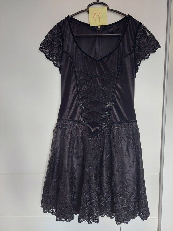 Gothic Kleid Kurz Mit Digitaldruck - Langarm Cosplay Partykleid