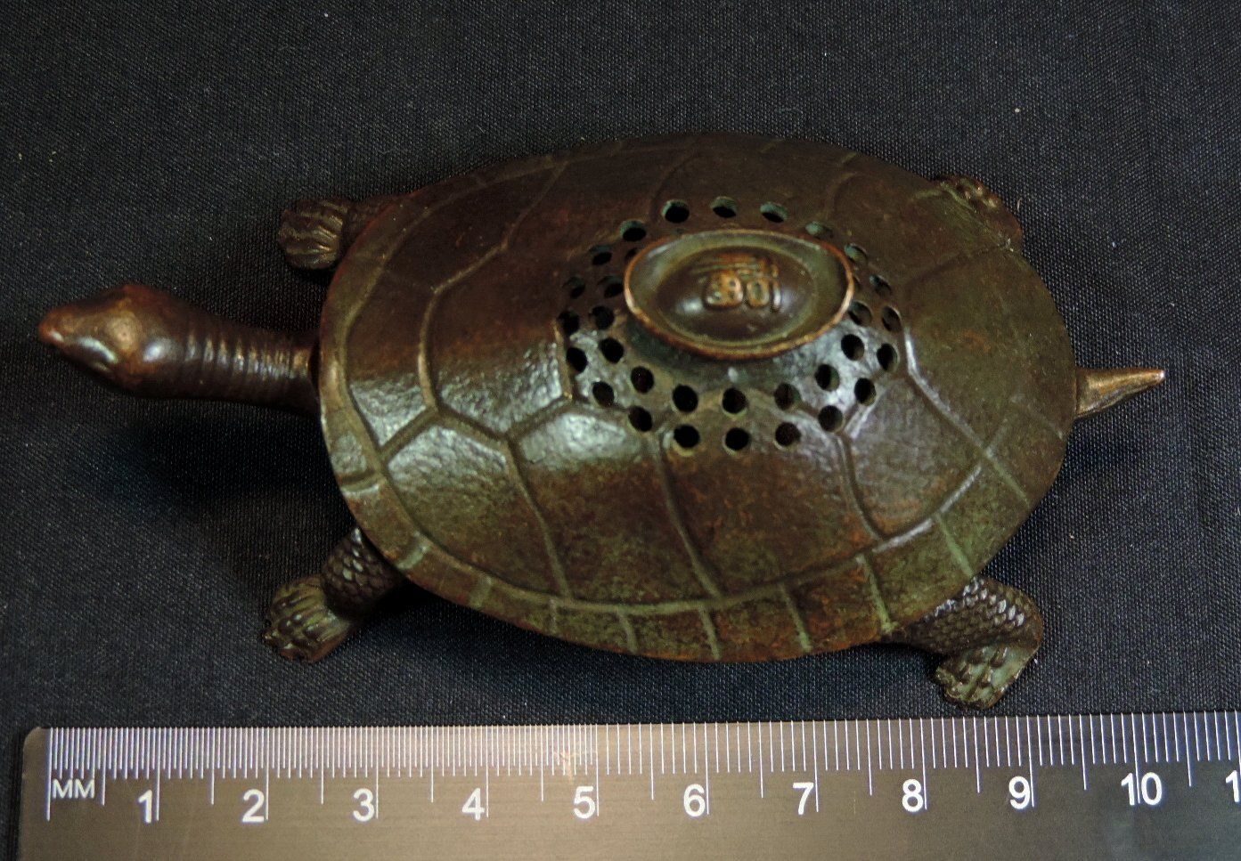 Figuren: Bronzefigur Schildkröte mit Deckel, Räuchergefäss – Gebraucht aus Duggingen von roterbambus 6