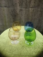 4er Set Cognac-Gläser in diversen Farben, Vintage Look