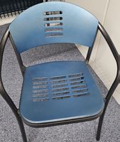 Stuhl Metall blau Gestell schwarz gebraucht