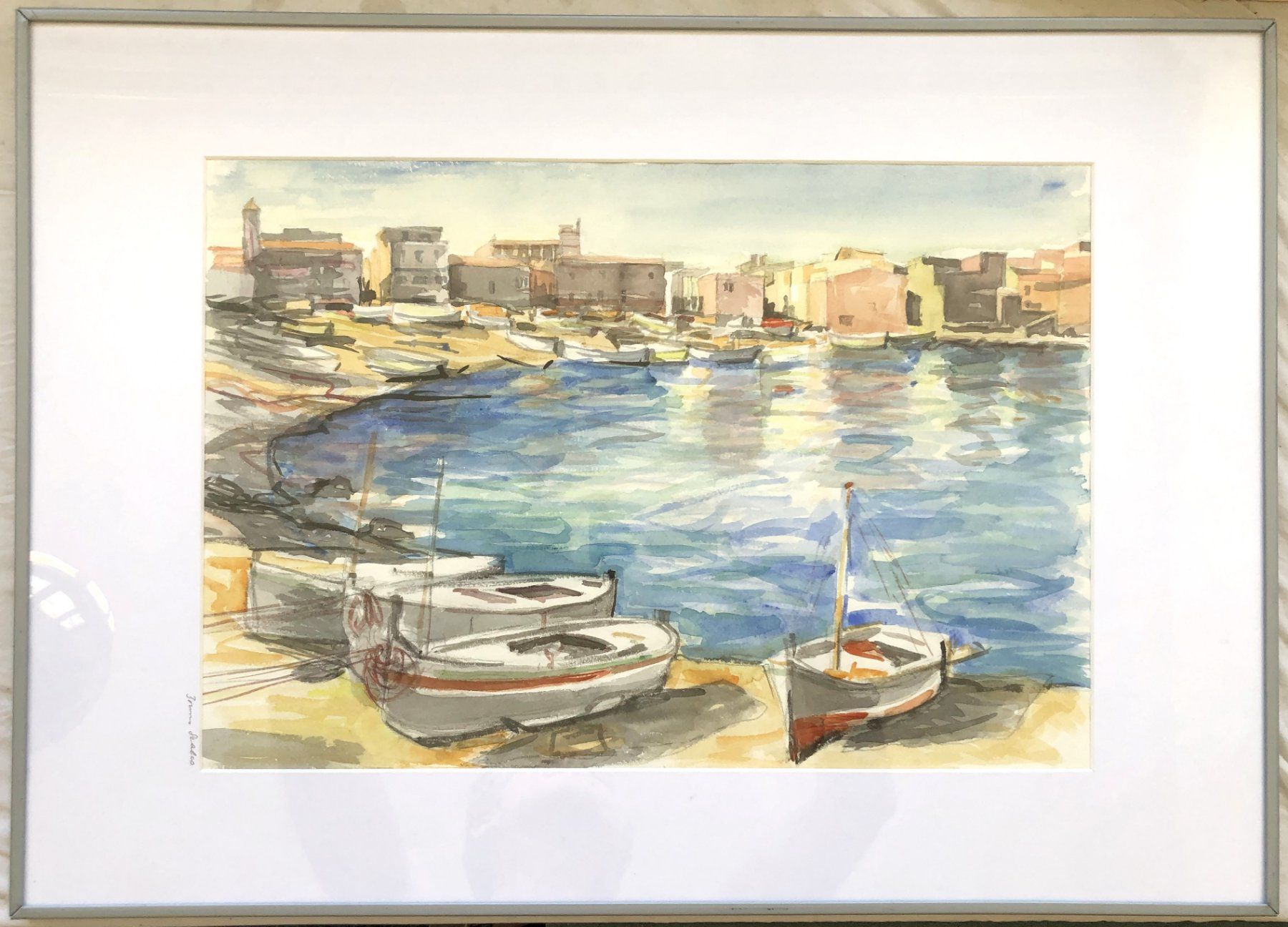 Gemälde: Bruno Scalco - Original Aquarell - "Hafen" – Gebraucht aus Schaffhausen von durruti