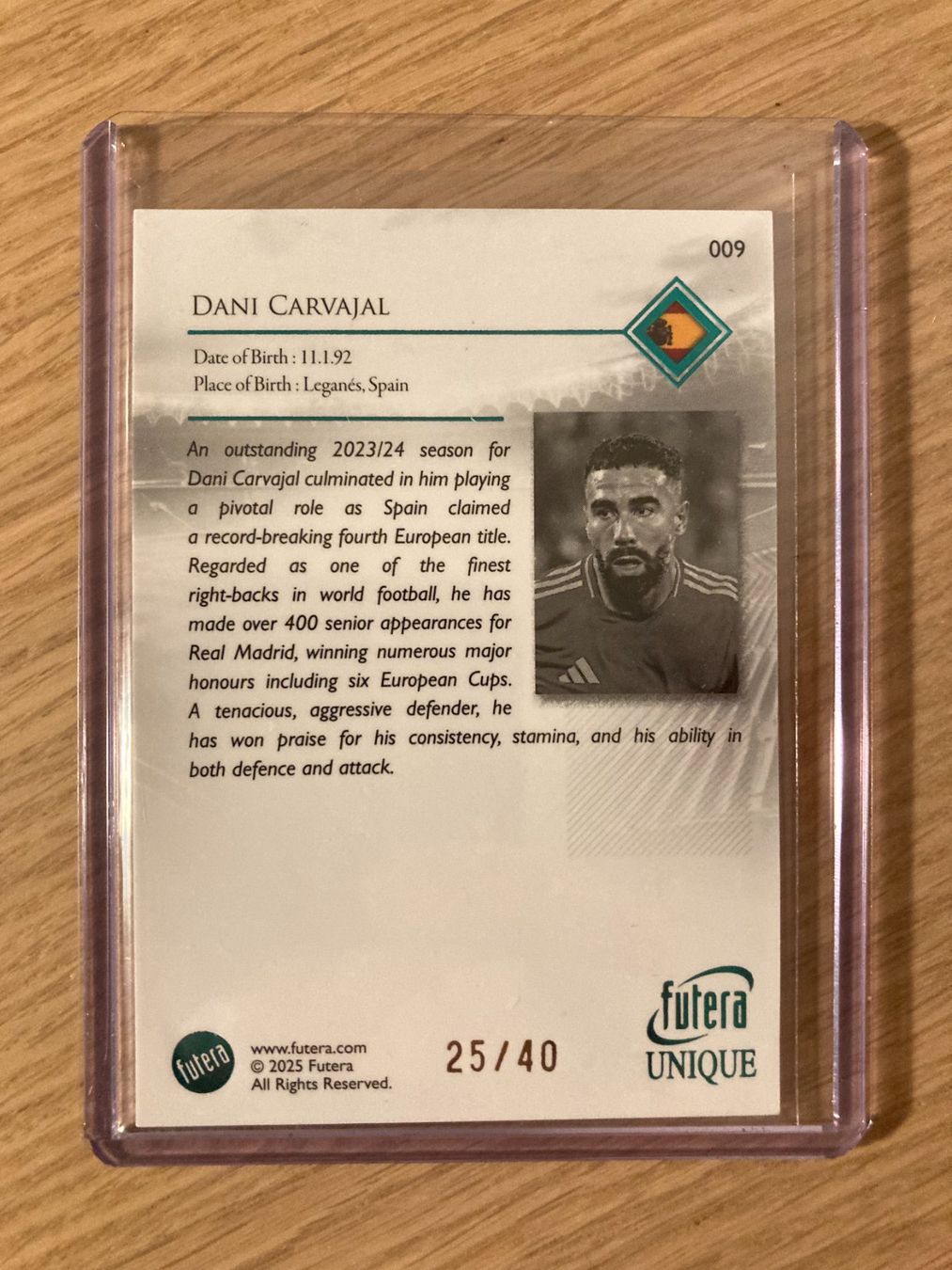 Carte collezionabili: Futera Unique 2025 - Dani Carvajal /40 – Usato da La Tour-de-Peilz venduto da Tyalos_Cards 1
