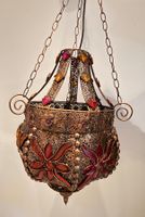 Orientalische Hängelampe mit Glassteinen