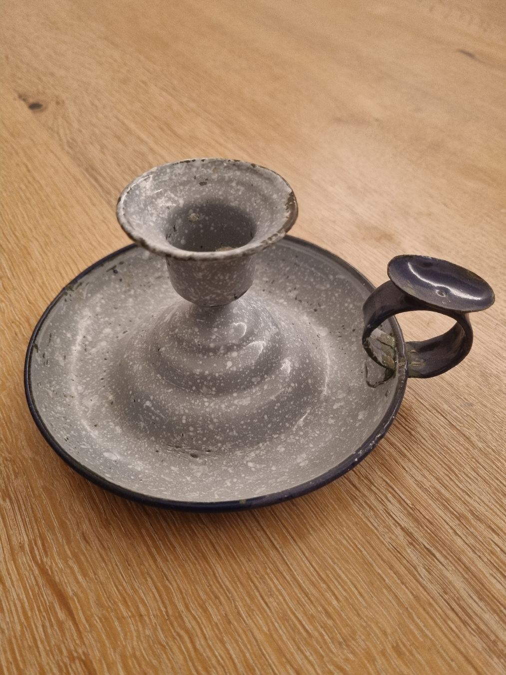 Portacandele: 2 Vintage Kerzenständer, grau emailliert, – Usato da Abtwil SG venduto da danikari 1
