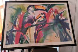 Dekoratives Kunstwerk ZWEI TUKANE AUF AST 105cm x 75cm