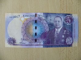 TONGA: 5 Pa'anga Banknote 2015, P-45, Prefix A, Unc