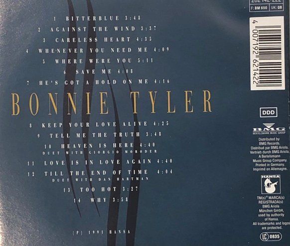CD: Bonnie Tyler – Bitterblue – Usato da Grüningen venduto da azulgris 1