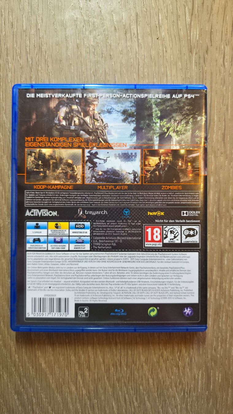 Sony Giochi: PS4, Game, PlayStation, Activision Black Ops, OVP – Usato da Sirnach venduto da TheMrFreeman 1