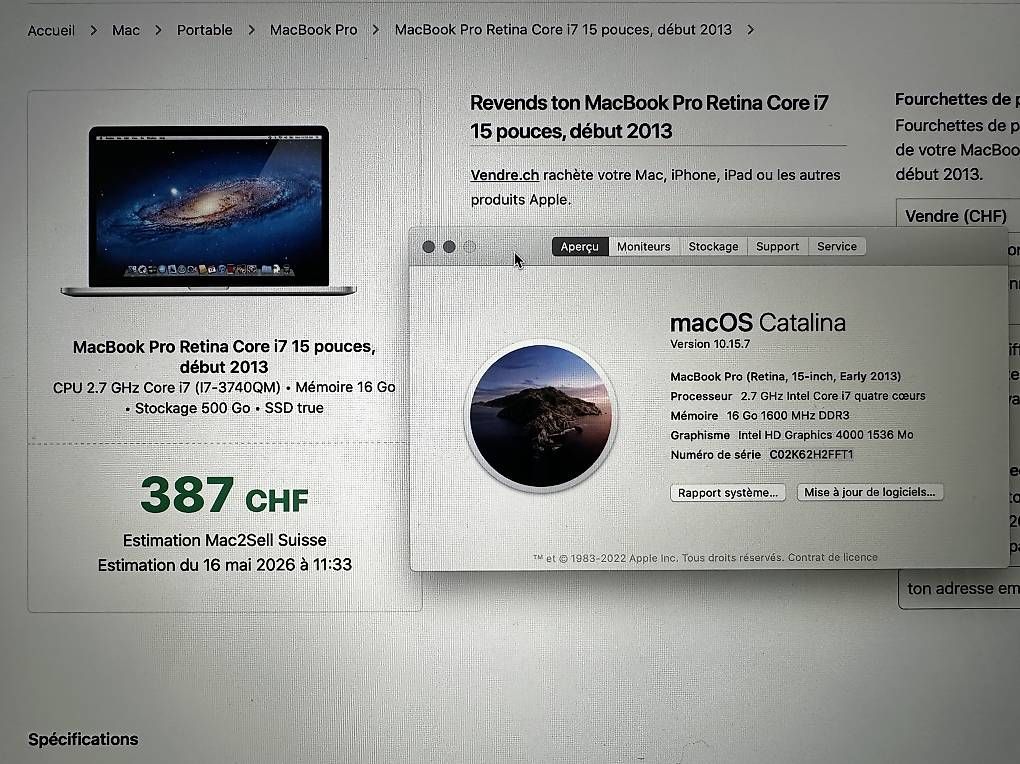 Notebook: MacBook Pro Retina 15" i7 16Go – Usato da Fribourg venduto da bmz3 1