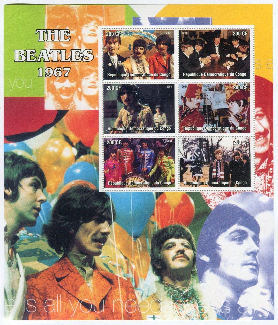 Tous les timbres: Block "The Beatles". Kongo. – Neuf avec emballage d'origine à Basel par Butsch5