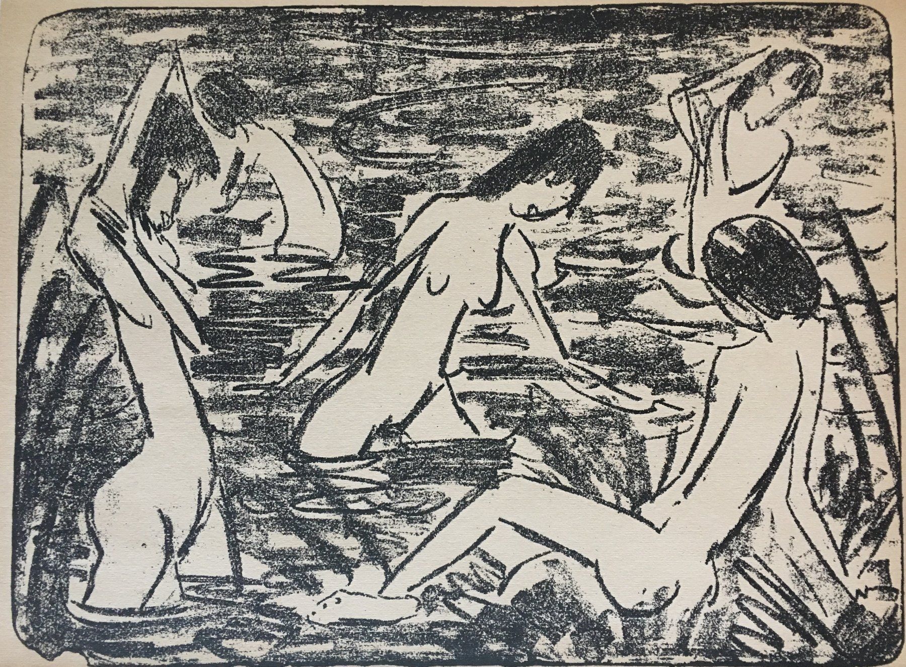 Grafica & Litografie: Otto Mueller   "Sitzende und vier Badende..."  DRUCK – Usato da Nennigkofen venduto da juhit 3