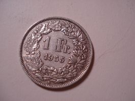 Münze Schweiz 1.- Franken 1955, Silber