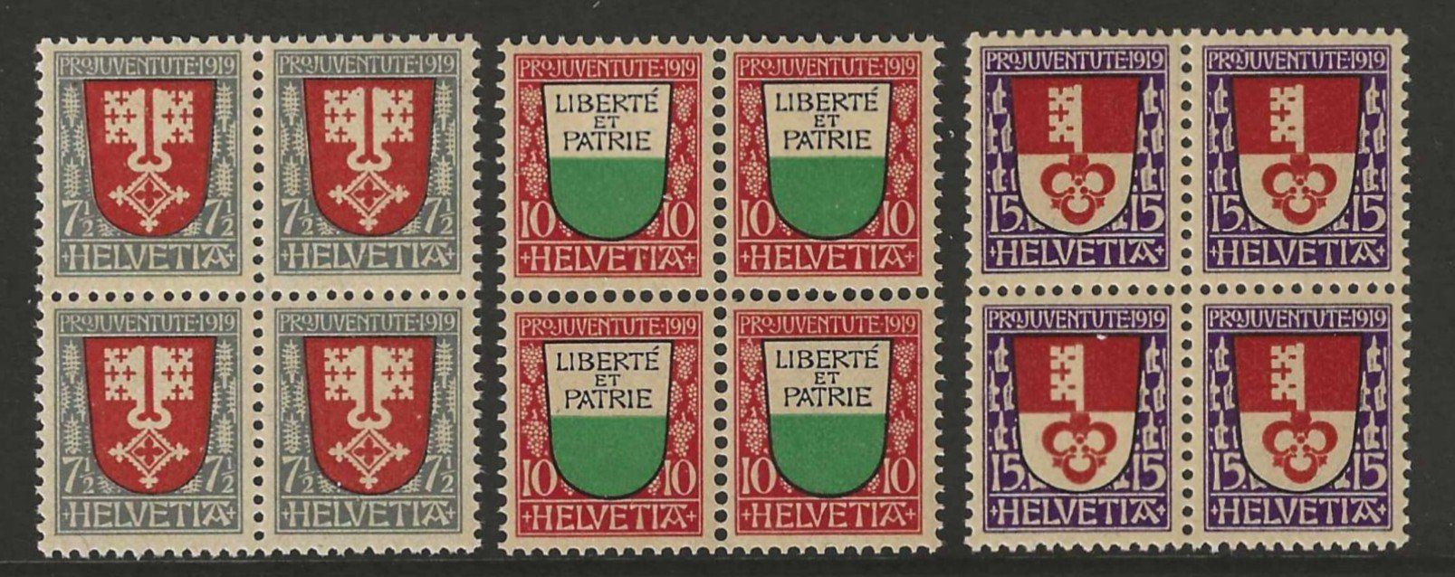 Tous les timbres: 1919 : Pro Juventute im Viererblock , postfrisch ** – Neuf (Voir description) à Gümligen par Geniusbuy