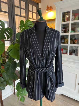 Blazer d'automne rayé noir L
