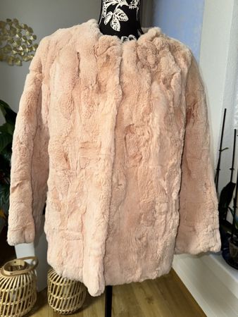 Pink Fur Jacket Justkrisson 100% Rabbit Fur Size 42