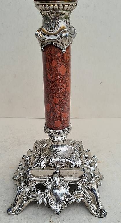 Lampen: Alte Petroleumlampe mit Bernsteinglas um 1900 versilbert – Gebraucht aus Frasnacht von Carawill 2