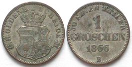 OLDENBURG 1 Groschen 1866 B NICOLAUS FRIEDRICH PETER Silber