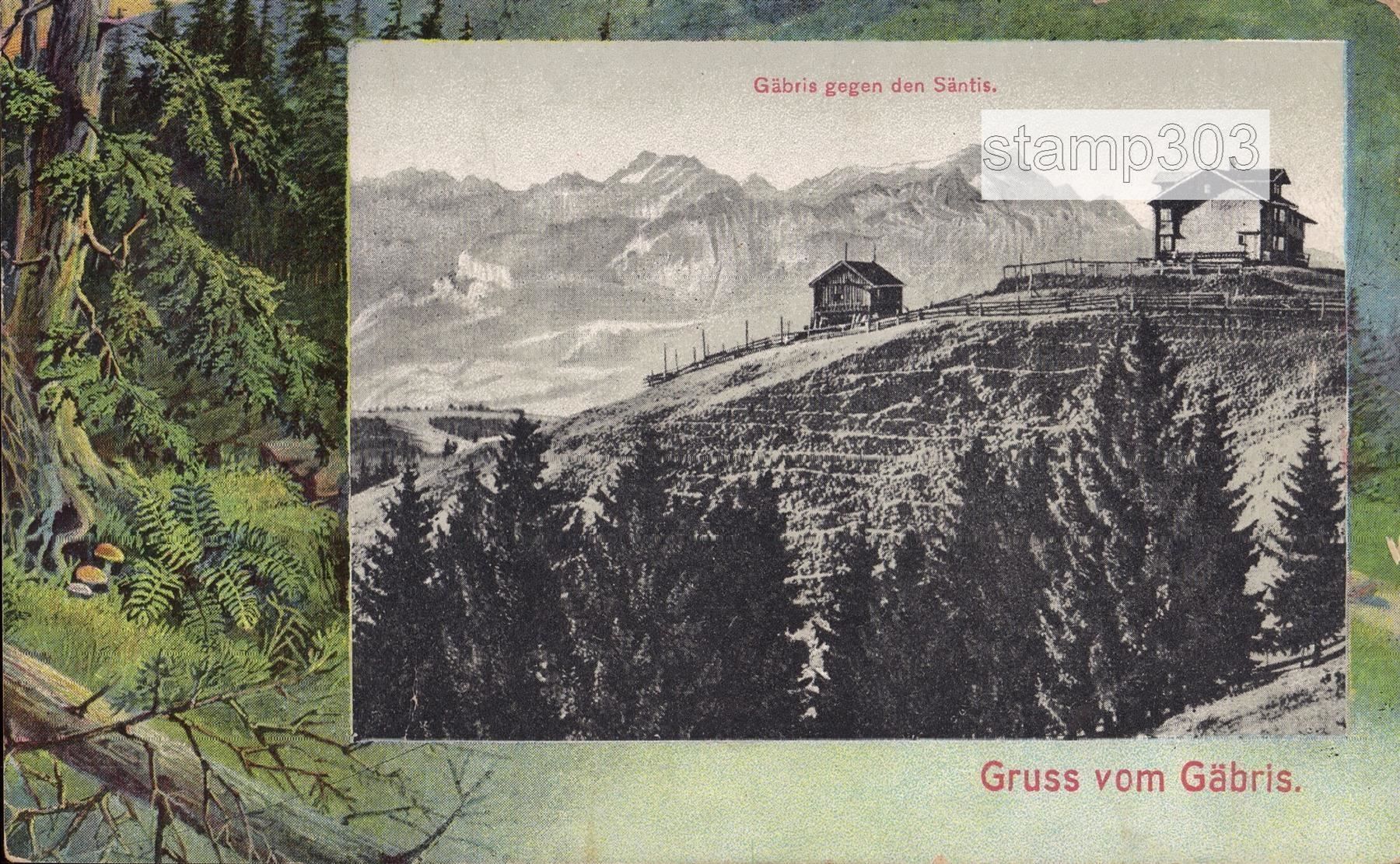 Cartoline postali: 1908 AK Gäbris gegen den Säntis – Usato da Eggersriet venduto da stamp303