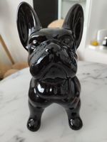 Keramik Figur Französische Bulldogge schwarz glänzend