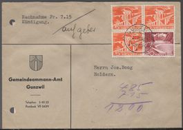 GUNZWIL, 21.XI.52 Gemeindeammann - Amt  Inhalt  Quittung