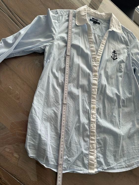 Tommy Hilfiger Camicette: Tommy Hilfiger Bluse, Gr. M, hellblau gestreift – Usato da Aarburg venduto da saluvava