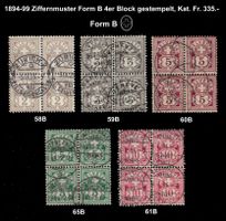 1894-99 Ziffernmuster 4er Block B-Werte, Kat. Fr 335.-
