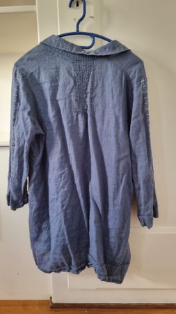 Chemisier / tunique Gerard Darel bleu lin, taille 42