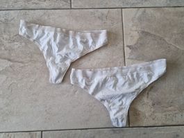 2x Damen String weiss, monaril, Grösse L