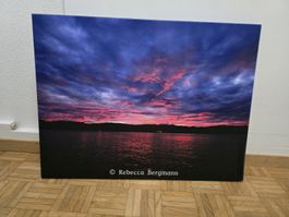 wunderschöner Sonnenuntergang Bild auf Leinwand 80/ 60cm