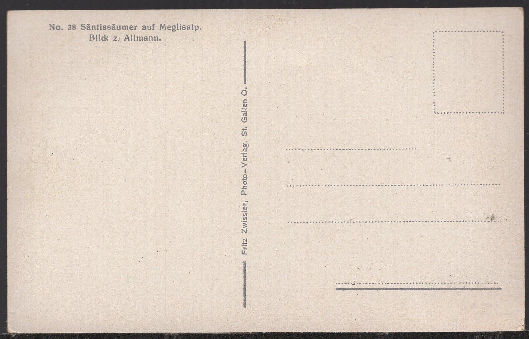 Cartoline postali: Säntissäumer auf Meglisalp. Nr. 38 – Usato da Aarau venduto da kufi44 1