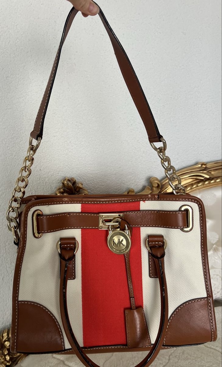 Michael Kors Borse da donna: Michael Kors Tasche, Canvas/Leder, rot/weiss. – Usato da Uster venduto da Family_Boutique 2