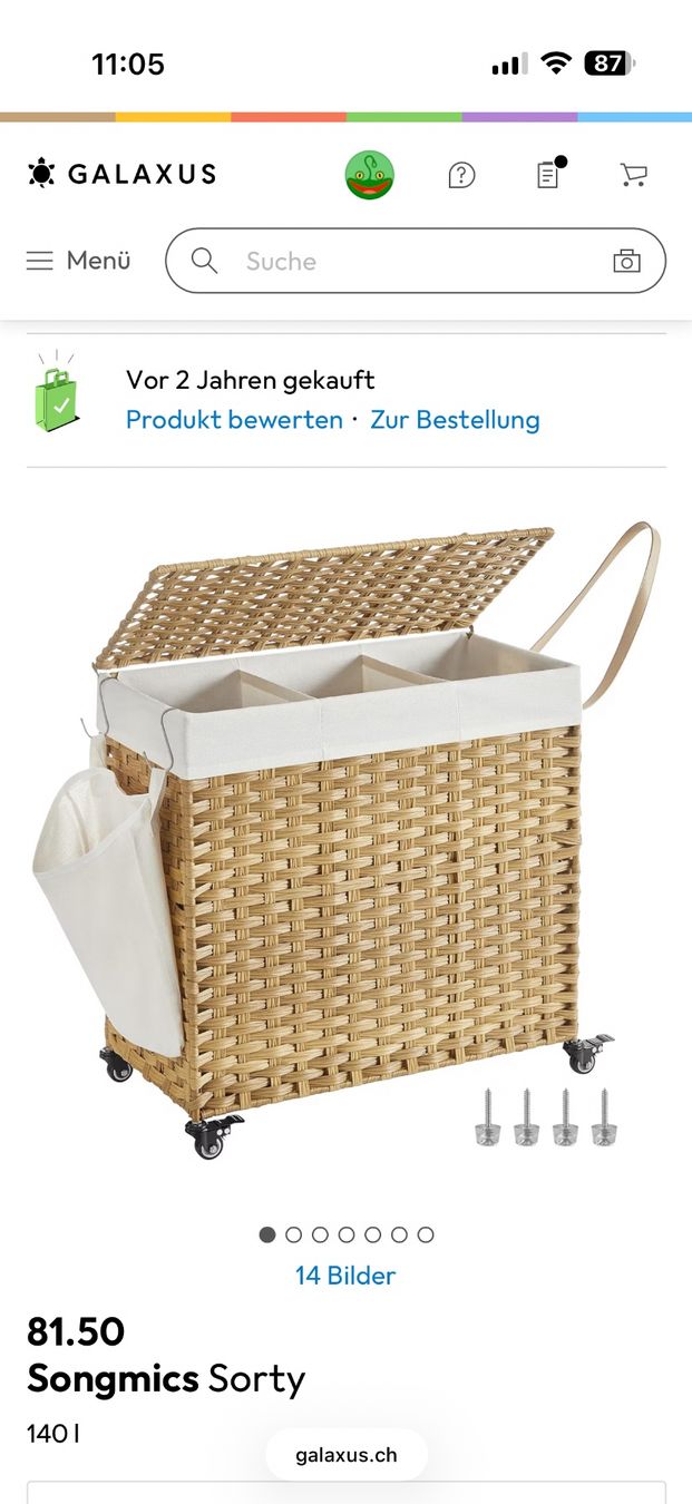 Paniers à linge: Wäschekorb mit 3 Fächern und Rollen - ab 1.-! – D'occasion à Windisch par Darikin 4